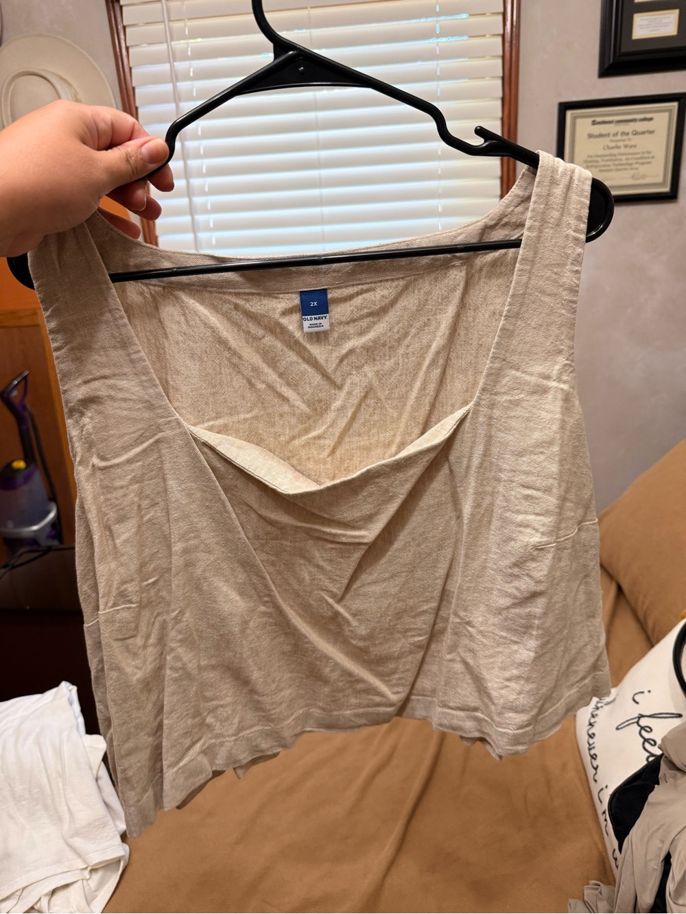 Relaxed Crop Tank Top - Beige
